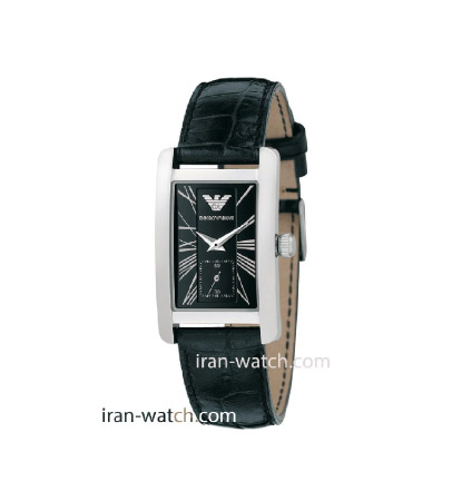 ar0144 ساعت امپریو آرمانی بند چرم مشکی قاب استیل