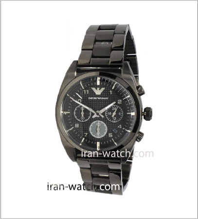 ar0376 ساعت آرمانی مردانه بند استیل رنگ مشکی کرنوگراف