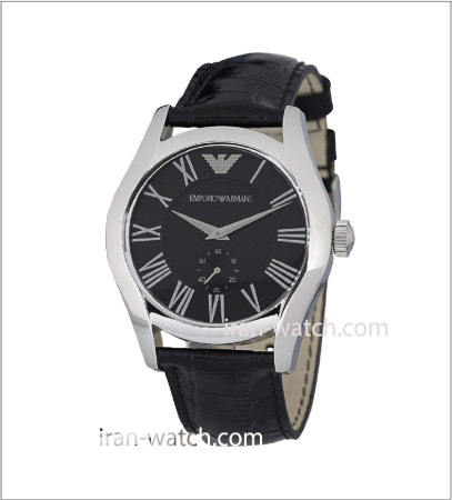 ar0643 ساعت آرمانی مردانه بند چرم مشکی قاب استیل 