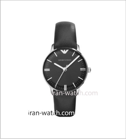 ar1600 ساعت امپریو آرمانی بند چرم مشکی قاب استیل