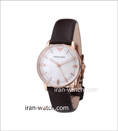 ar1601 ساعت emporio armani بند چرم قهوه ای قاب رزگلد