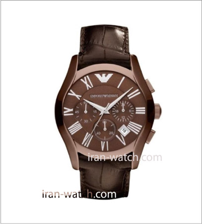ar1609 ساعت آرمانی مردانه چرمی قهوه ای کرنوکراف قاب کافی کالر