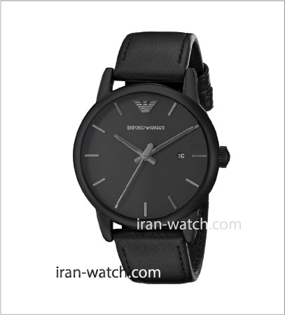 ar1732 ساعت آرمانی مردانه بند چرم مشکی قاب مشکی
