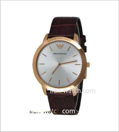 ar1743 emporio armani مردانه چرم قهوه ای قاب رزگلد