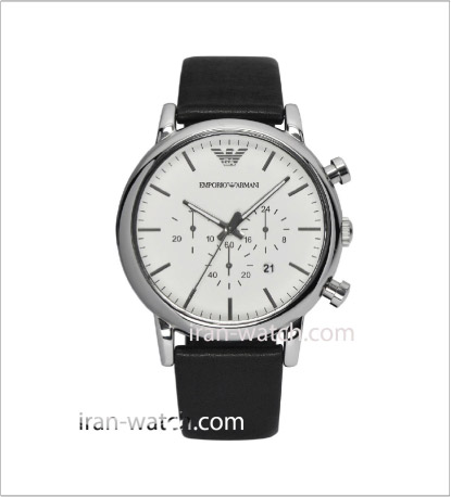 ar1807 ساعت آرمانی مردانه بند چرم مشکی کرنوگراف قاب استیل