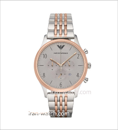 ar1864 ساعت امپریو آرمانی استیل رزگلد کرنوگراف