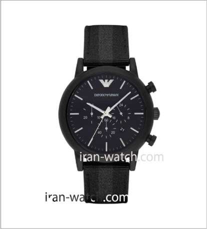 ar1948 ساعت امپریو آرمانی بند برزنت چرم مشکی کرنوگراف قاب مشکی