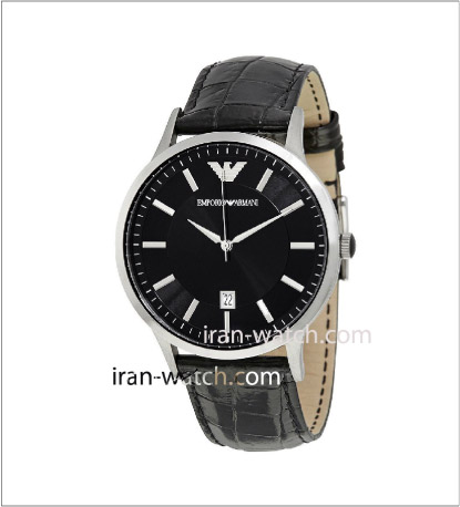 ar2411 ساعت امپریو آرمانی بند چرم مشکی قاب استیل
